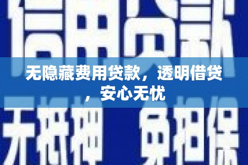布袋无隐藏费用贷款，透明借贷，安心无忧