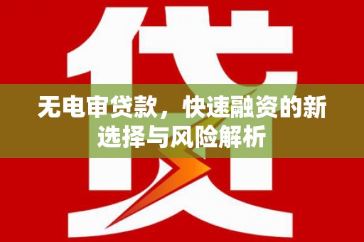 布袋无电审贷款，快速融资的新选择与风险解析