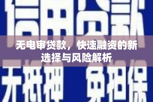 布袋无电审贷款，快速融资的新选择与风险解析