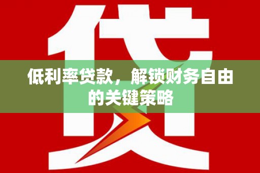 布袋低利率贷款，解锁财务自由的关键策略