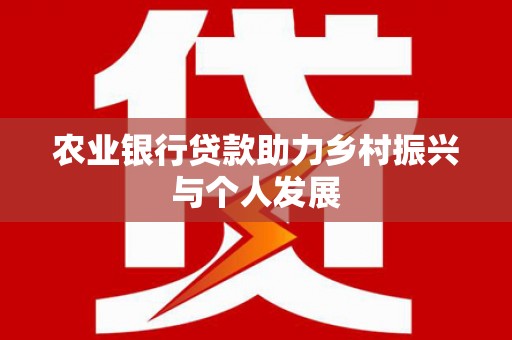 布袋农业银行贷款助力乡村振兴与个人发展