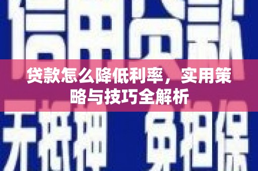 布袋贷款怎么降低利率，实用策略与技巧全解析