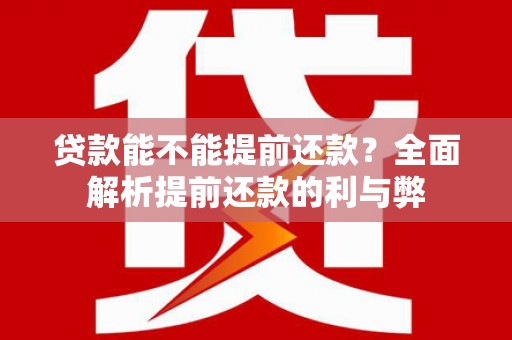 布袋贷款能不能提前还款？全面解析提前还款的利与弊