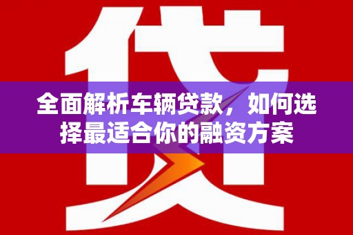 布袋全面解析车辆贷款，如何选择最适合你的融资方案